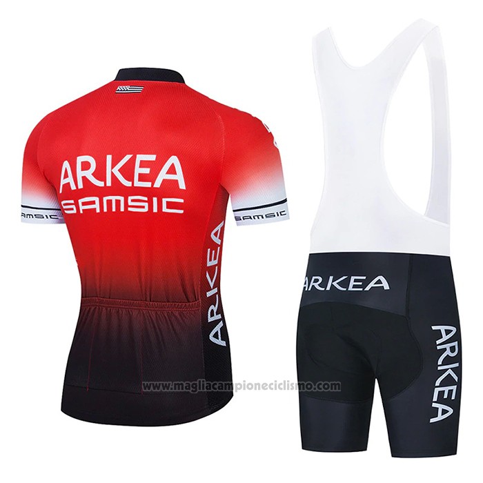 2021 Abbigliamento Ciclismo Arkea Samsic Rosso Nero Manica Corta e Salopette